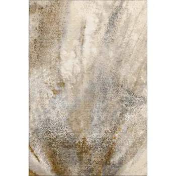 3' X 5' Brown And Ivory Abstract Washable Area Rug With UV Protection