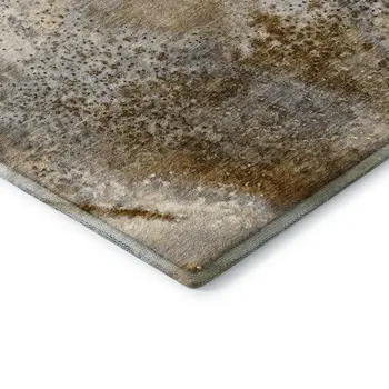 5' X 8' Brown And Ivory Abstract Washable Area Rug With UV Protection