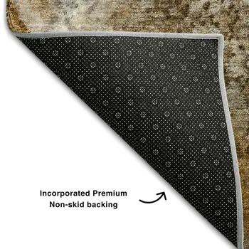 10' X 14' Brown And Ivory Abstract Washable Area Rug With UV Protection
