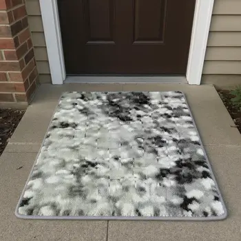 3' X 5' Ivory And Purple Abstract Washable Area Rug With UV Protection