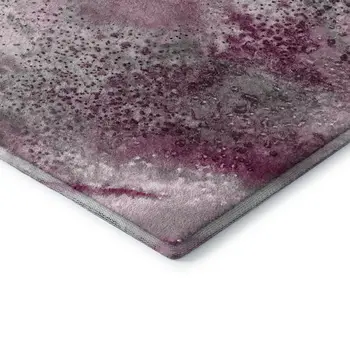 8' Pink And Ivory Abstract Washable Round Rug With UV Protection