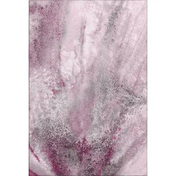 8' X 10' Pink And Ivory Abstract Washable Area Rug With UV Protection