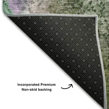 5' X 8' Purple And Green Abstract Washable Area Rug With UV Protection