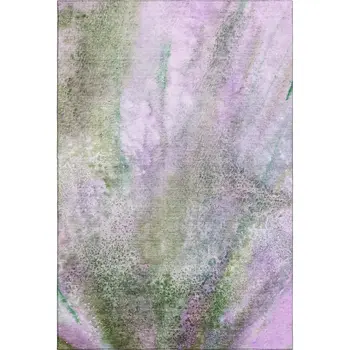 8' X 10' Purple And Green Abstract Washable Area Rug With UV Protection