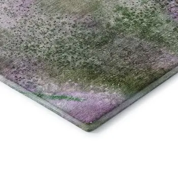 8' X 10' Purple And Green Abstract Washable Area Rug With UV Protection
