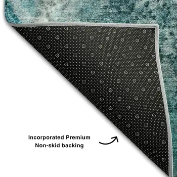 3' X 5' Teal And Ivory Abstract Washable Area Rug With UV Protection