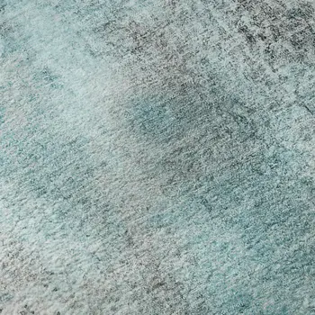 3' X 5' Teal And Ivory Abstract Washable Area Rug With UV Protection