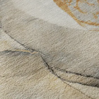 9' X 12' Beige Brown And Ivory Abstract Washable Area Rug With UV Protection