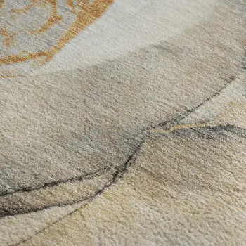 9' X 12' Beige Brown And Ivory Abstract Washable Area Rug With UV Protection