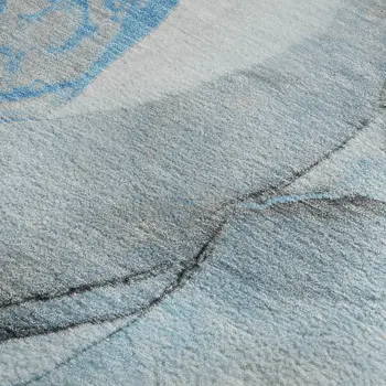 8' X 10' Blue Gray And Ivory Abstract Washable Area Rug With UV Protection