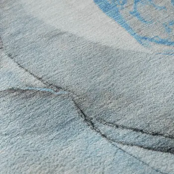 9' X 12' Blue Gray And Ivory Abstract Washable Area Rug With UV Protection