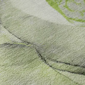 8' X 10' Green Gray And Ivory Abstract Washable Area Rug With UV Protection
