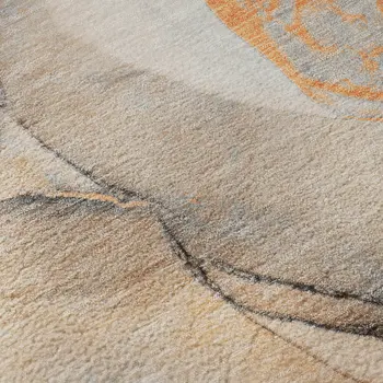 3' X 5' Orange Gray And Ivory Abstract Washable Area Rug With UV Protection