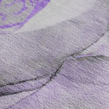 3' X 5' Purple Gray And Ivory Abstract Washable Area Rug With UV Protection