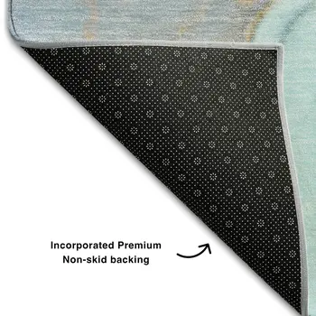 10' X 14' Teal Gold And Ivory Abstract Washable Area Rug With UV Protection