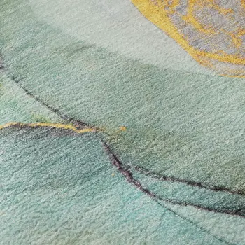 10' X 14' Teal Gold And Ivory Abstract Washable Area Rug With UV Protection