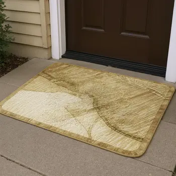 3' X 5' Beige And Ivory Abstract Washable Area Rug With UV Protection