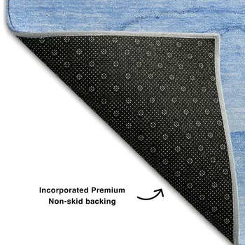 5' X 8' Blue And Ivory Abstract Washable Area Rug With UV Protection