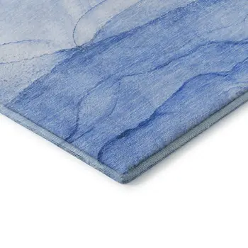 8' X 10' Blue And Ivory Abstract Washable Area Rug With UV Protection