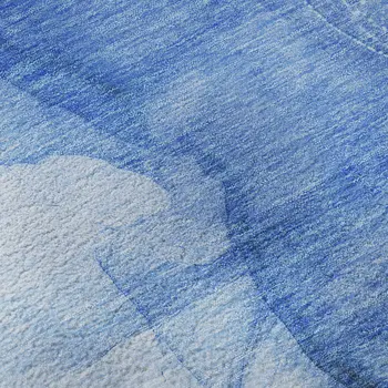 8' X 10' Blue And Ivory Abstract Washable Area Rug With UV Protection