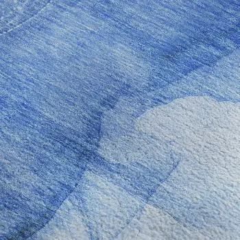8' X 10' Blue And Ivory Abstract Washable Area Rug With UV Protection