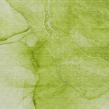 5' X 8' Green And Ivory Abstract Washable Area Rug With UV Protection