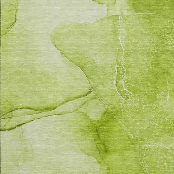 9' X 12' Green And Ivory Abstract Washable Area Rug With UV Protection