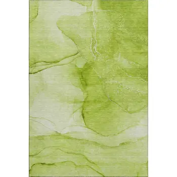 10' X 14' Green And Ivory Abstract Washable Area Rug With UV Protection