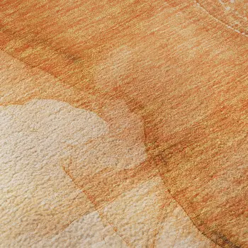 5' X 8' Orange And Ivory Abstract Washable Area Rug With UV Protection