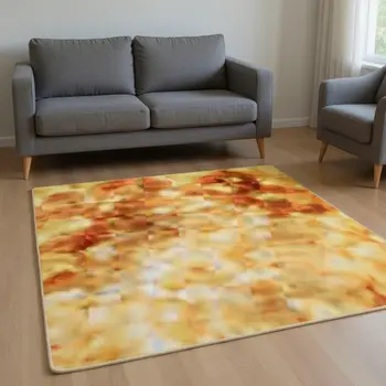 9' X 12' Orange And Ivory Abstract Washable Area Rug With UV Protection