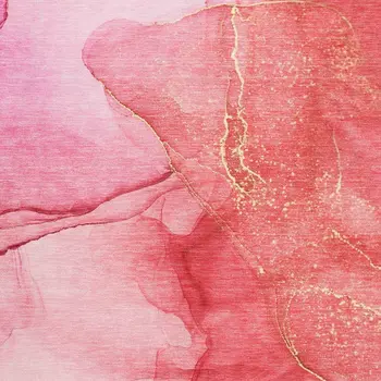 5' X 8' Pink And Ivory Abstract Washable Area Rug With UV Protection