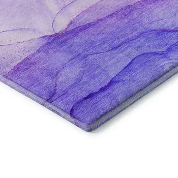 9' X 12' Purple And Ivory Abstract Washable Area Rug With UV Protection