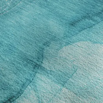3' X 5' Teal And Ivory Abstract Washable Area Rug With UV Protection
