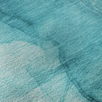 10' X 14' Teal And Ivory Abstract Washable Area Rug With UV Protection