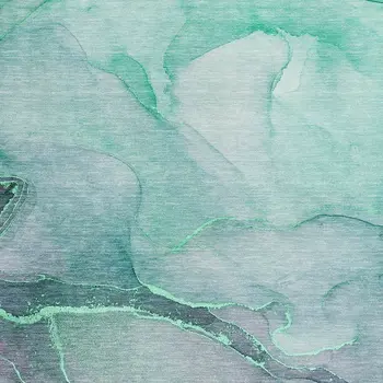 5' X 8' Fern Green And Ivory Abstract Washable Area Rug With UV Protection
