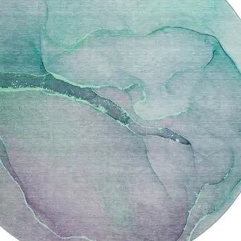 8' Fern Green And Ivory Abstract Washable Round Rug With UV Protection