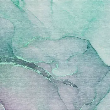 8' X 10' Fern Green And Ivory Abstract Washable Area Rug With UV Protection