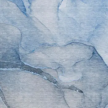 8' X 10' Blue And Ivory Abstract Washable Area Rug With UV Protection