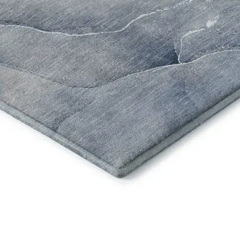 9' X 12' Blue And Ivory Abstract Washable Area Rug With UV Protection