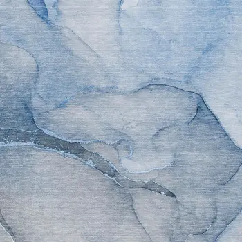 9' X 12' Blue And Ivory Abstract Washable Area Rug With UV Protection