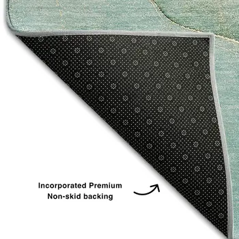 5' X 8' Green And Ivory Abstract Washable Area Rug With UV Protection
