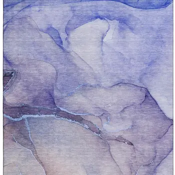 10' X 14' Navy Blue And Ivory Abstract Washable Area Rug With UV Protection