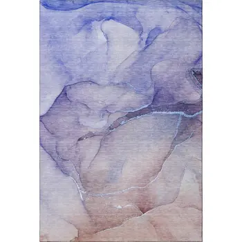 10' X 14' Navy Blue And Ivory Abstract Washable Area Rug With UV Protection