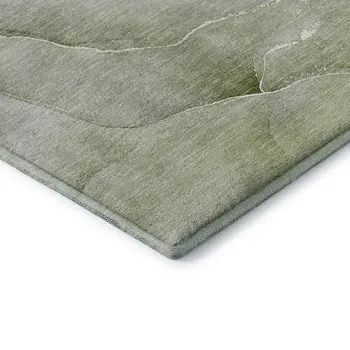 8' X 10' Olive Green And Ivory Abstract Washable Area Rug With UV Protection
