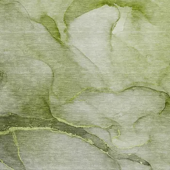 9' X 12' Olive Green And Ivory Abstract Washable Area Rug With UV Protection