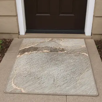 3' X 5' Taupe And Ivory Abstract Washable Area Rug With UV Protection