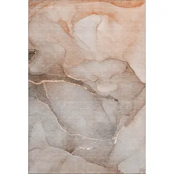 9' X 12' Taupe And Ivory Abstract Washable Area Rug With UV Protection