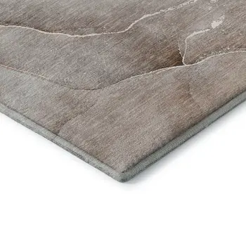 9' X 12' Taupe And Ivory Abstract Washable Area Rug With UV Protection