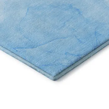 3' X 5' Blue And Ivory Abstract Washable Area Rug With UV Protection