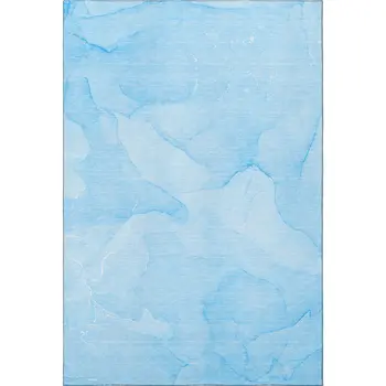 5' X 8' Blue And Ivory Abstract Washable Area Rug With UV Protection